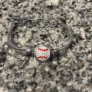 Adjustable Baseball bracelet with gems